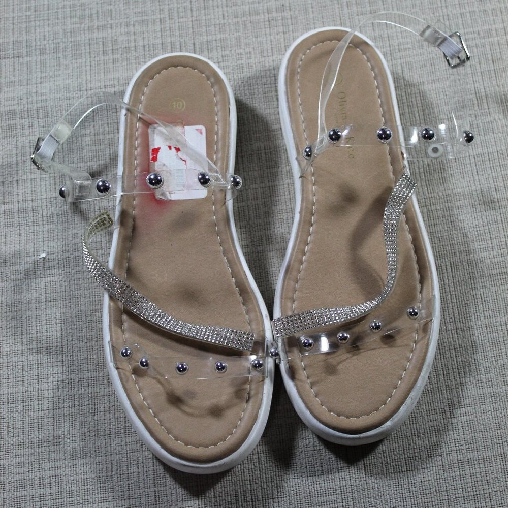 Olivia & Kate Clear Beaded Sandals